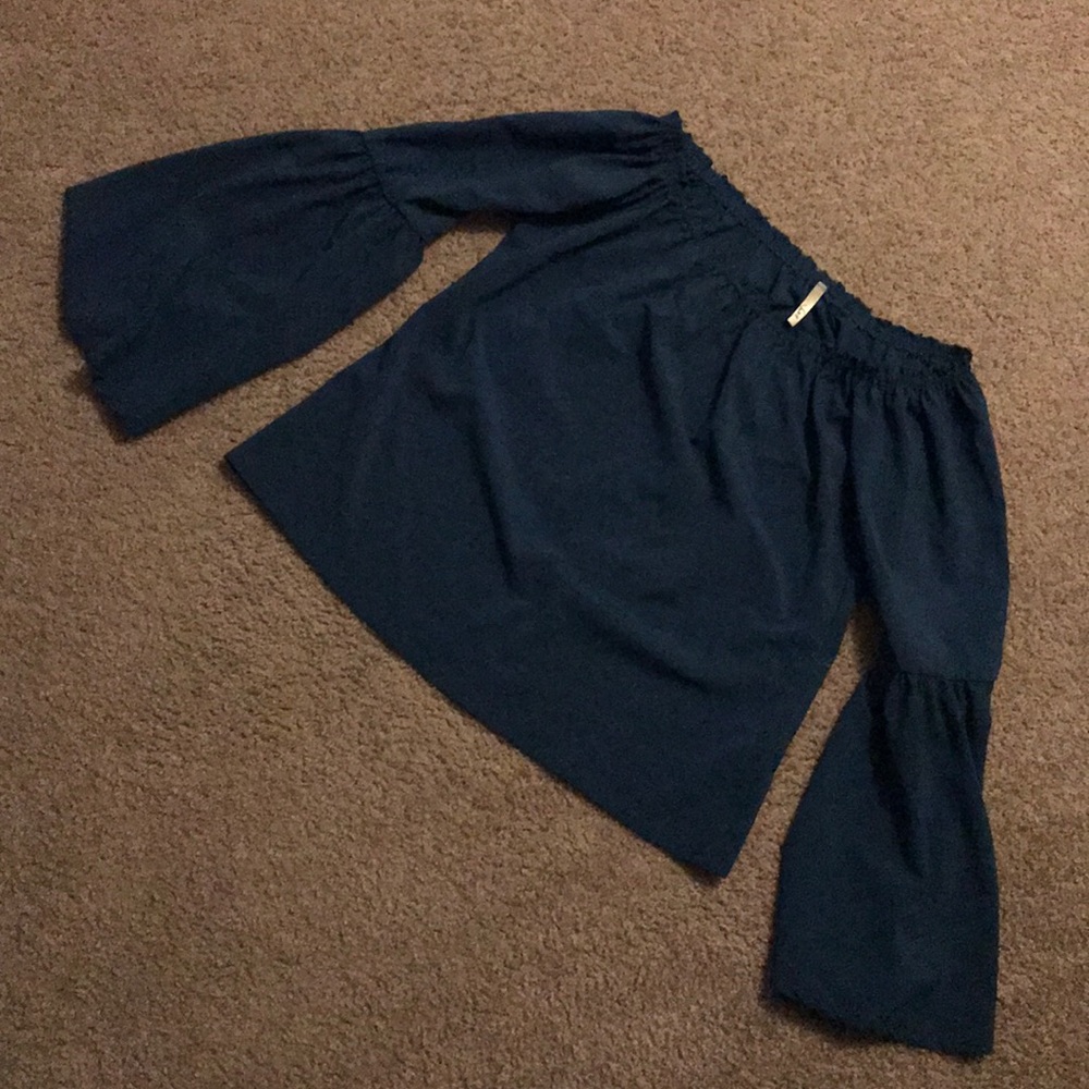 Indigo Blue Bell Sleeve Top